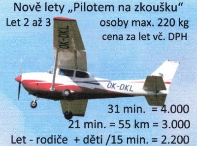 Vyhlídkové lety 4-místným letadlem